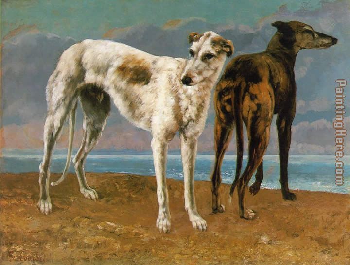 Count de Choiseul's Greyhounds painting - Gustave Courbet Count de Choiseul's Greyhounds art painting